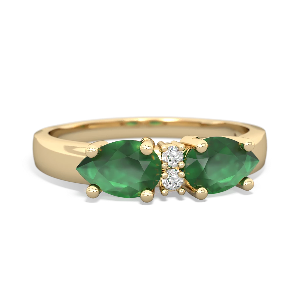 Emerald Pear Bowtie 14K Yellow Gold ring R0865