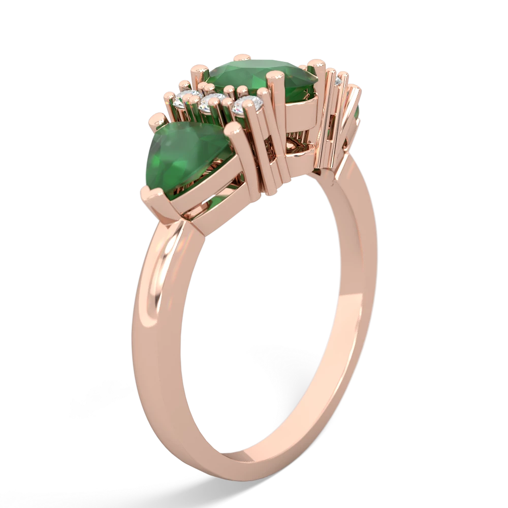 Emerald Antique Style Three Stone 14K Rose Gold ring R2186