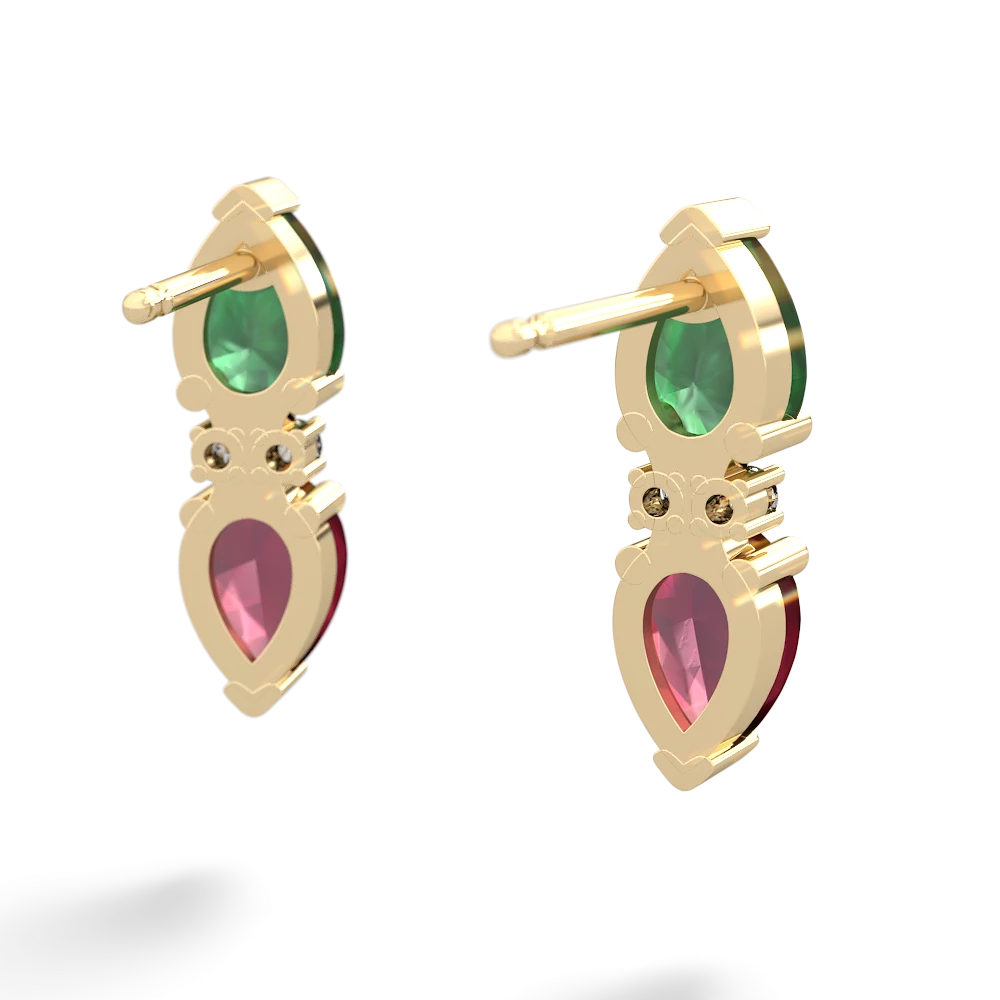Emerald Bowtie Drop 14K Yellow Gold earrings E0865