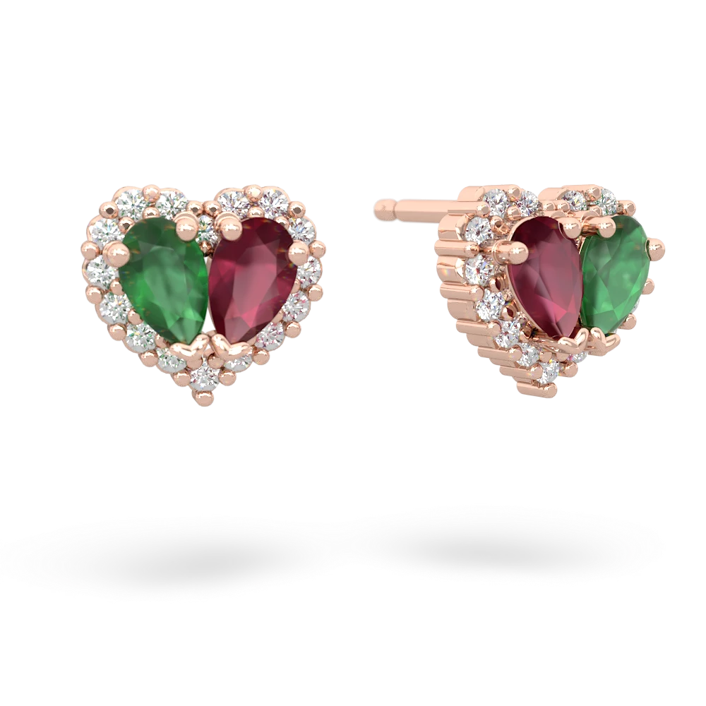 Emerald Halo 14K Rose Gold earrings E7008