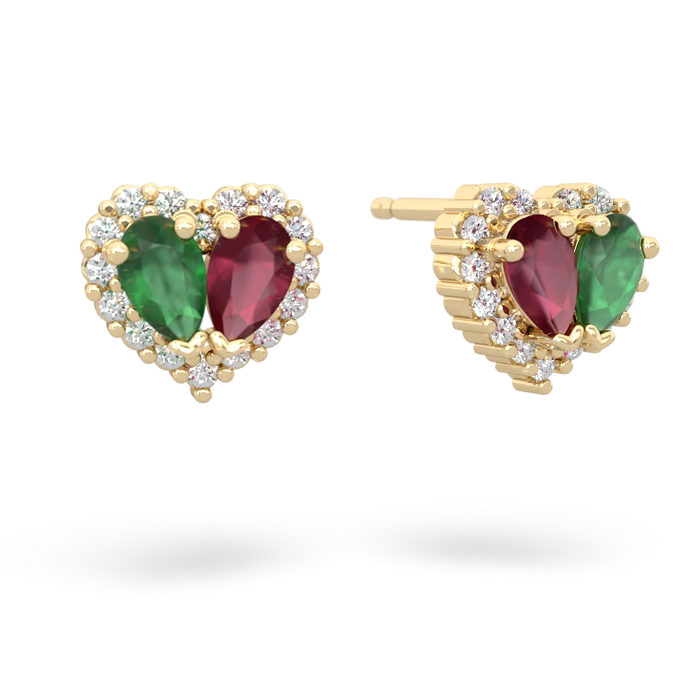 Emerald Halo 14K Yellow Gold earrings E7008