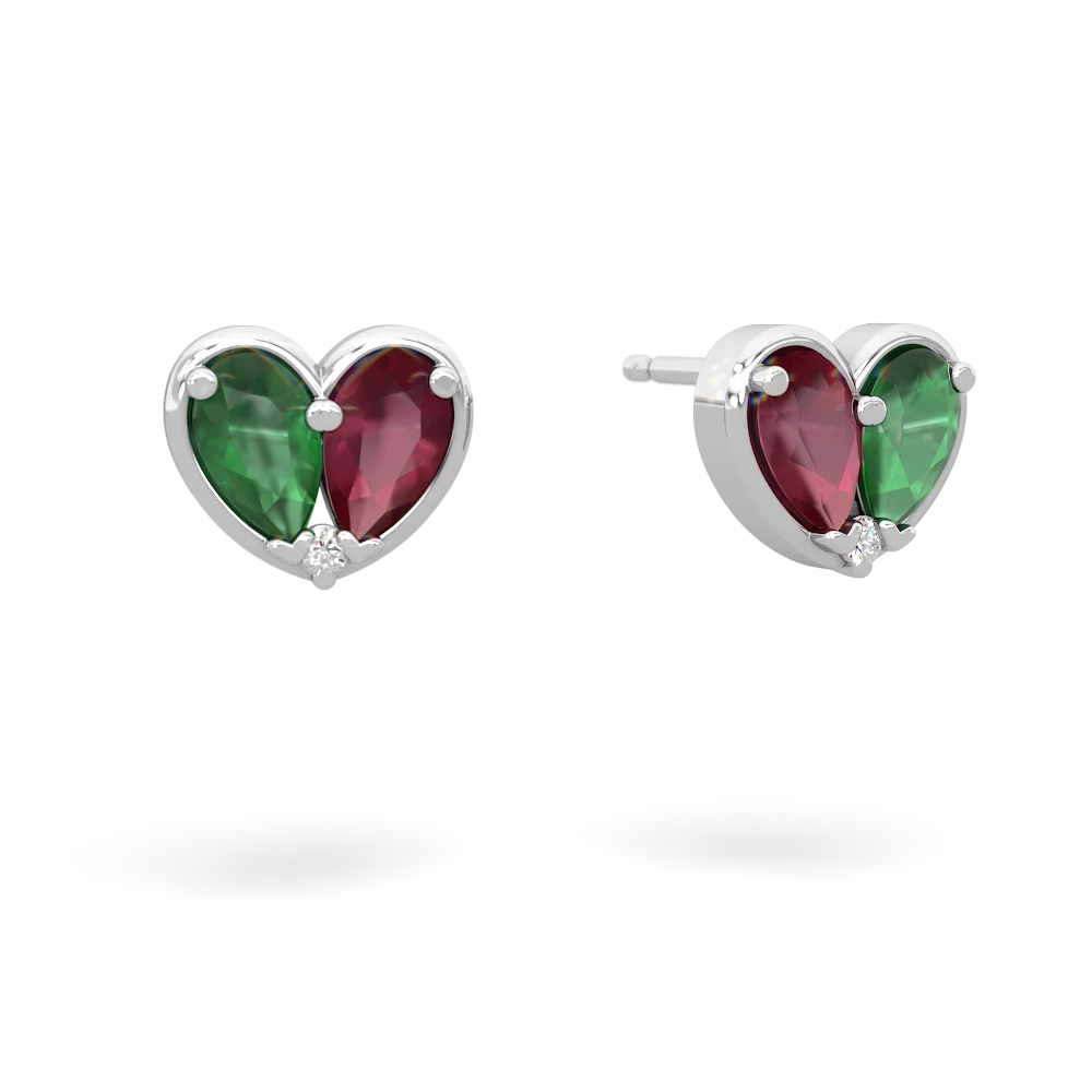 Emerald 'Our Heart' 14K White Gold earrings E5072