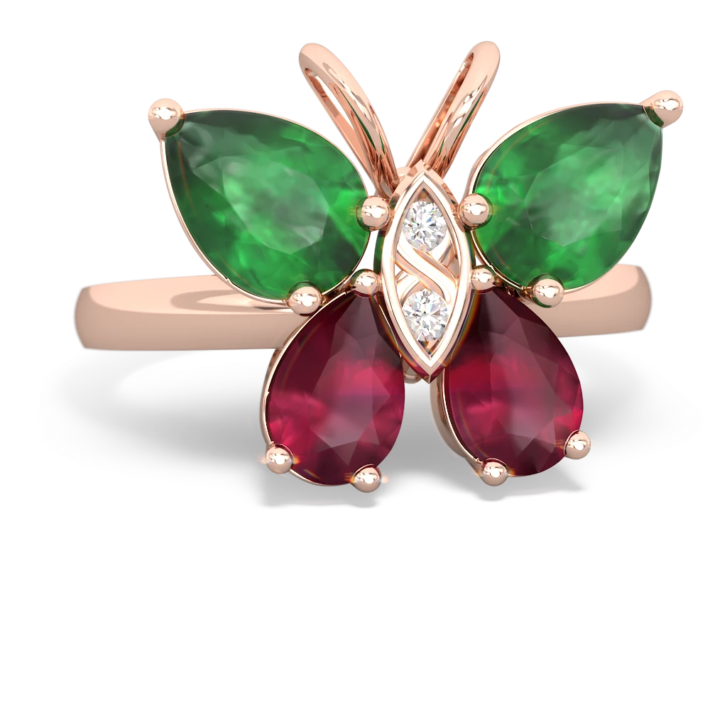 Emerald Butterfly 14K Rose Gold ring R2215