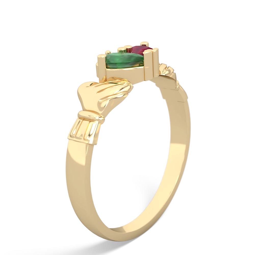 Emerald 'Our Heart' Claddagh 14K Yellow Gold ring R2388