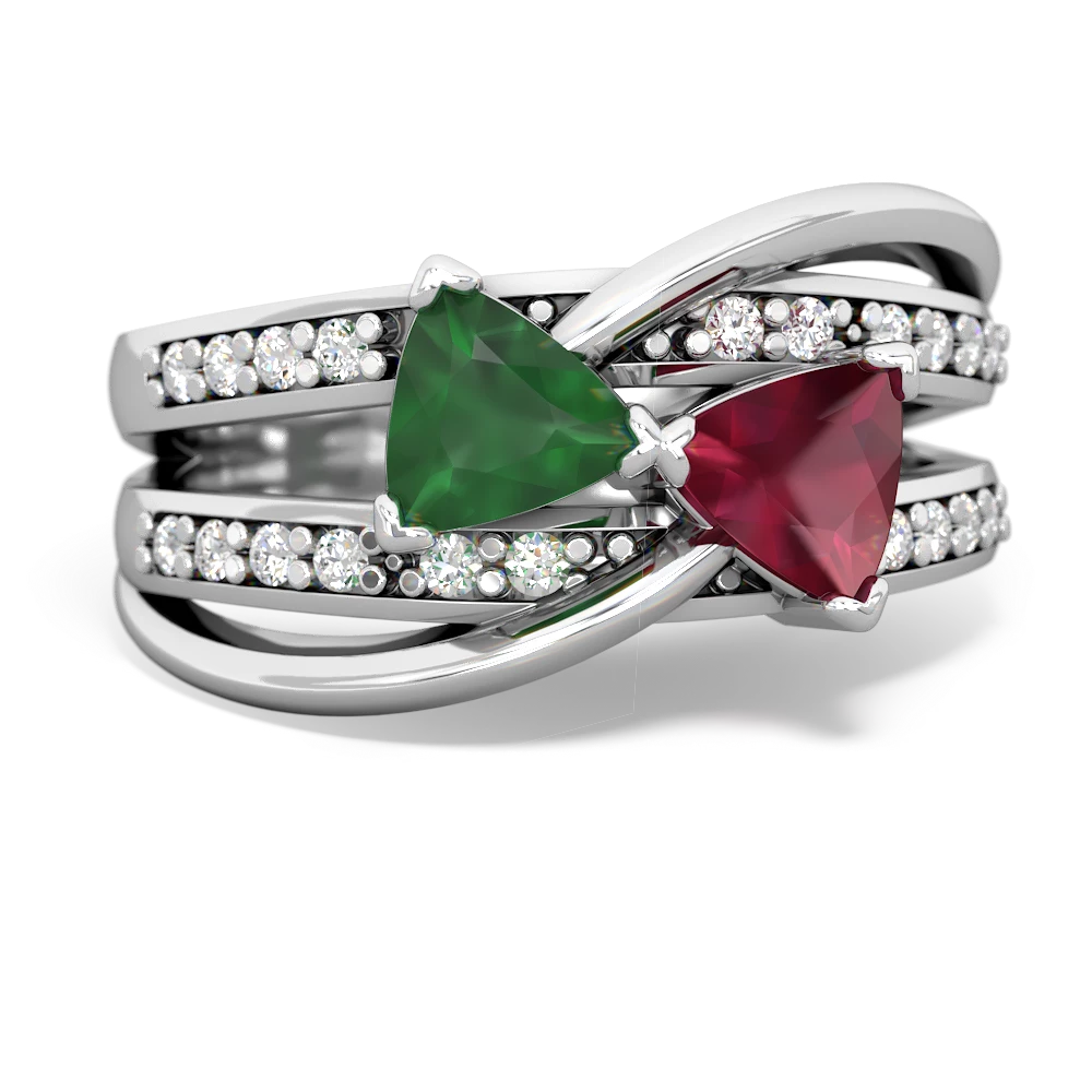 Emerald Bowtie 14K White Gold ring R2360