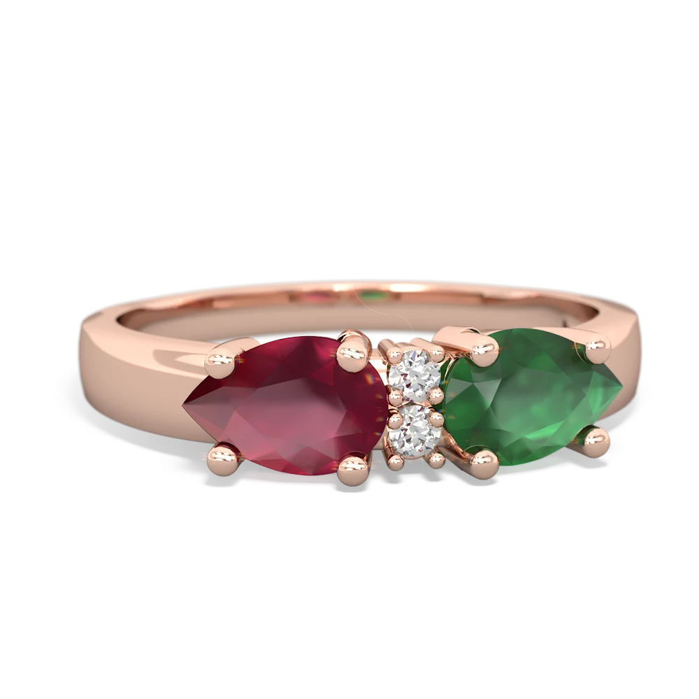 Emerald Pear Bowtie 14K Rose Gold ring R0865