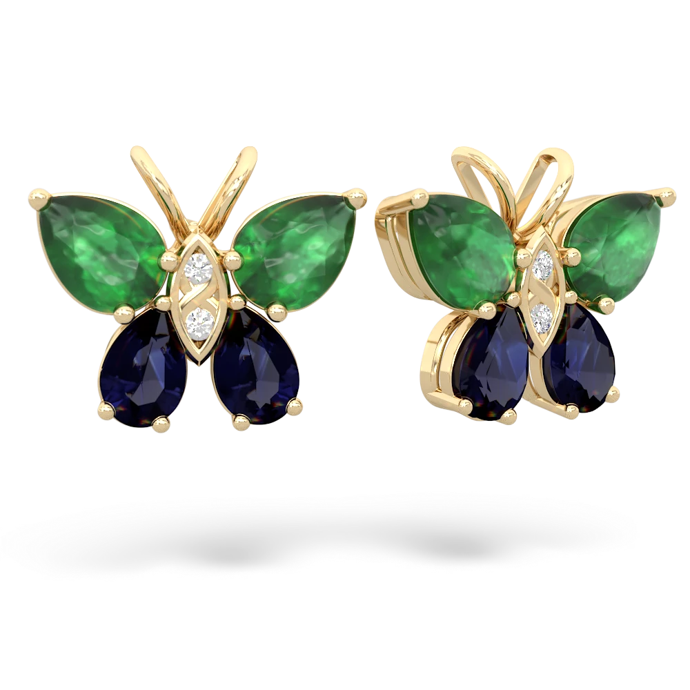 Emerald Butterfly 14K Yellow Gold earrings E2215