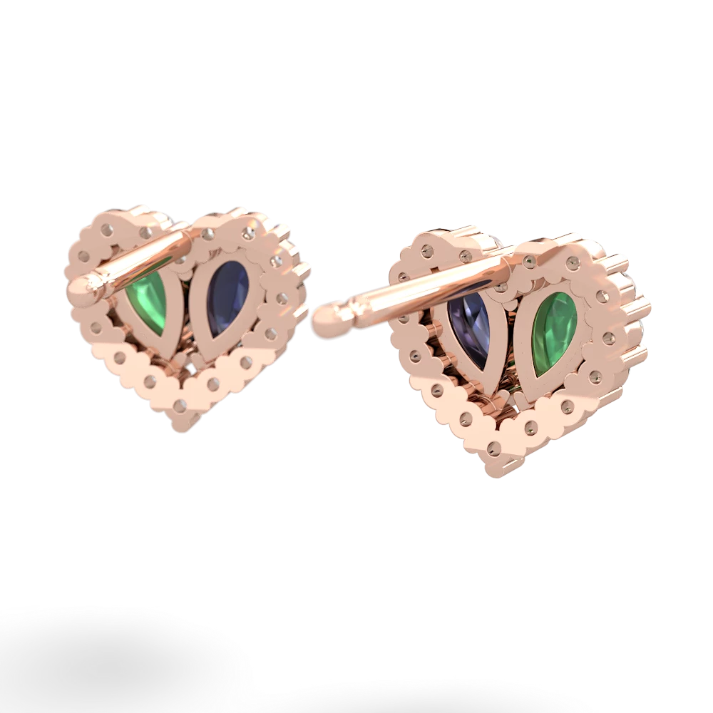 Emerald Halo 14K Rose Gold earrings E7008