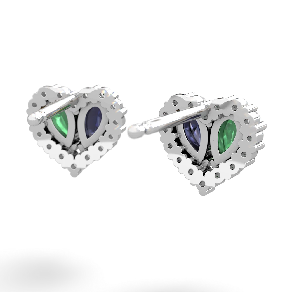 Emerald Halo 14K White Gold earrings E7008