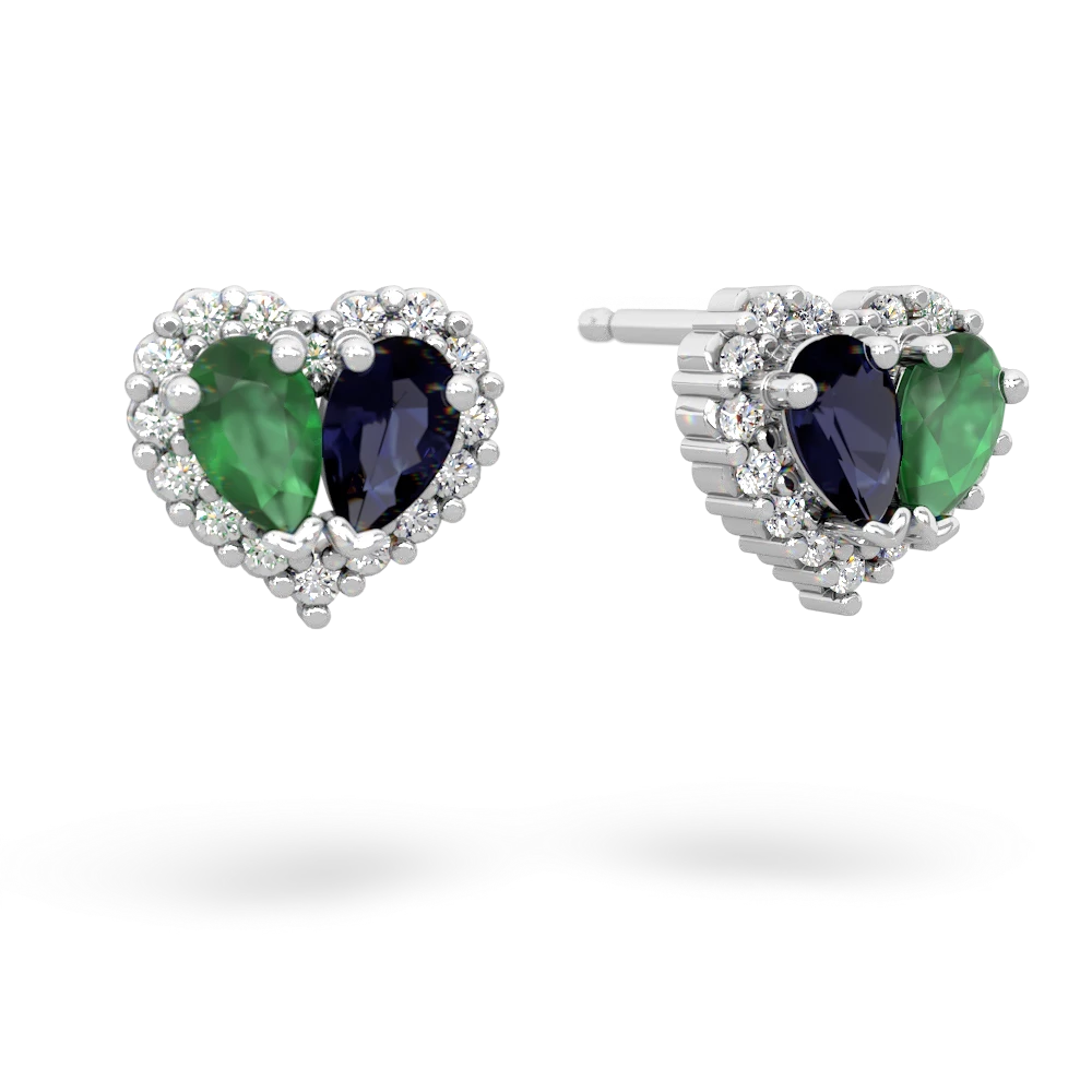 Emerald Halo 14K White Gold earrings E7008