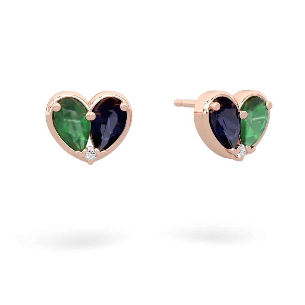 Emerald 'Our Heart' 14K Rose Gold earrings E5072