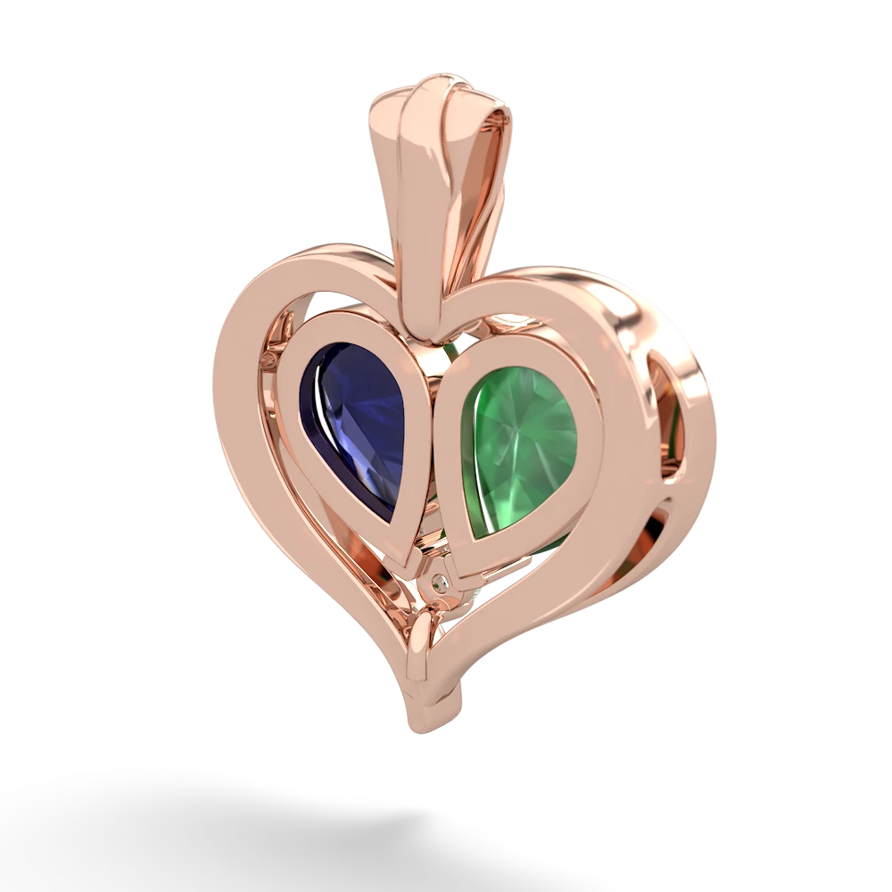 Emerald Two Become One 14K Rose Gold pendant P5330