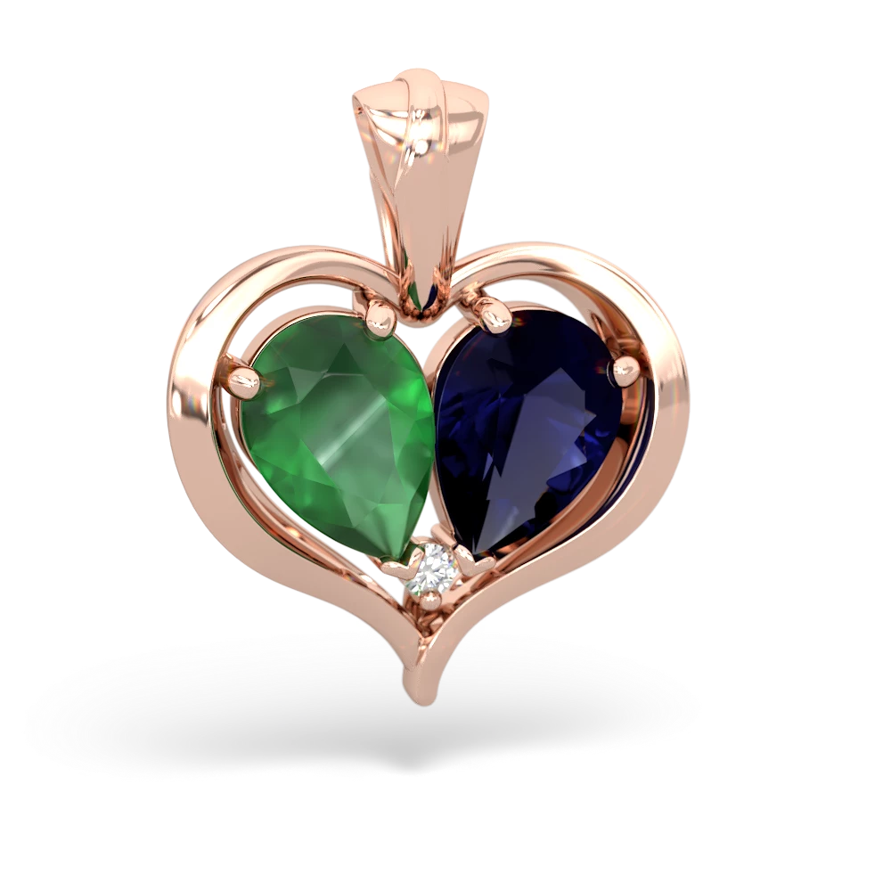 Emerald Two Become One 14K Rose Gold pendant P5330