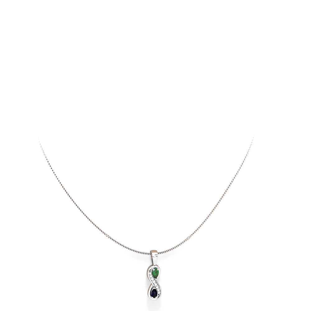 Emerald Diamond Infinity 14K White Gold pendant P5390