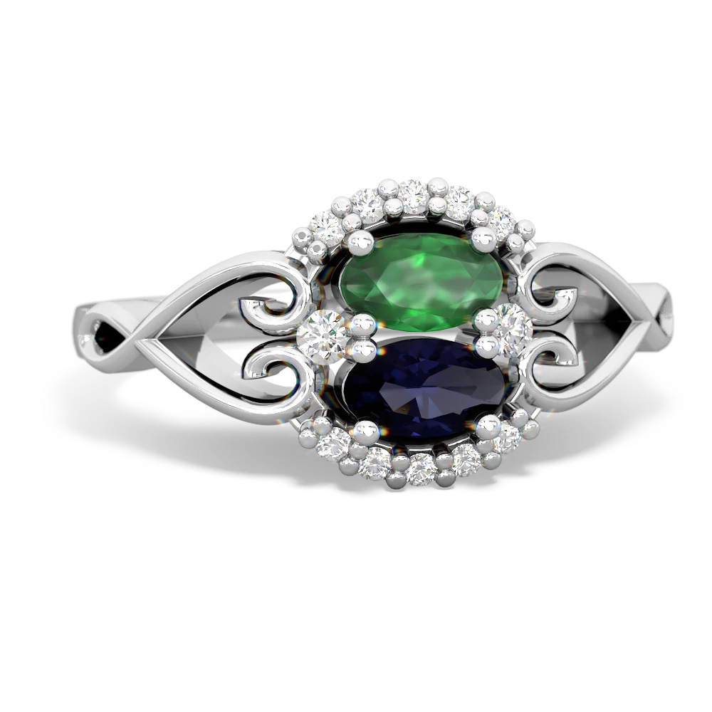 Emerald Love Nest 14K White Gold ring R5860