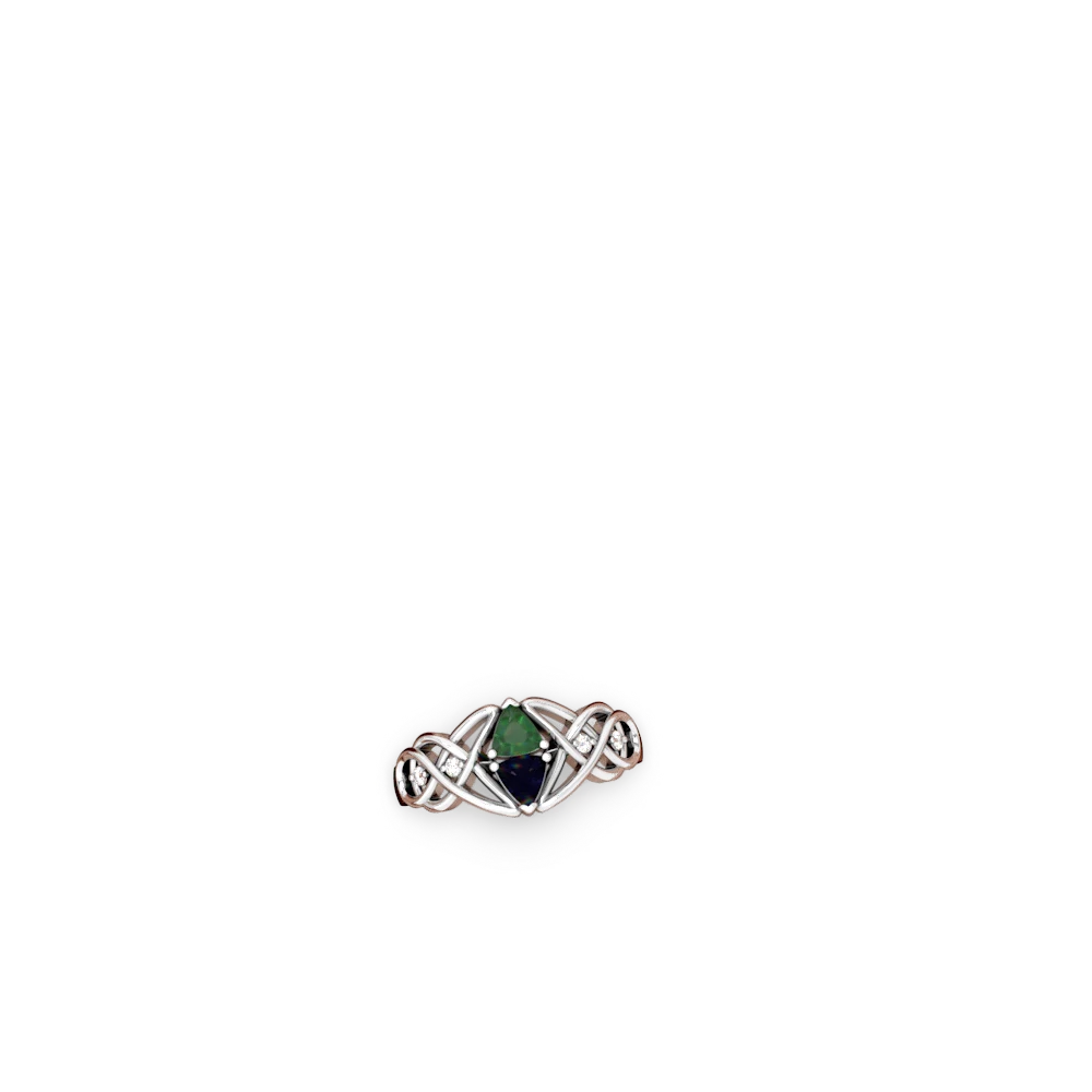 Emerald Keepsake Celtic Knot 14K White Gold ring R5300