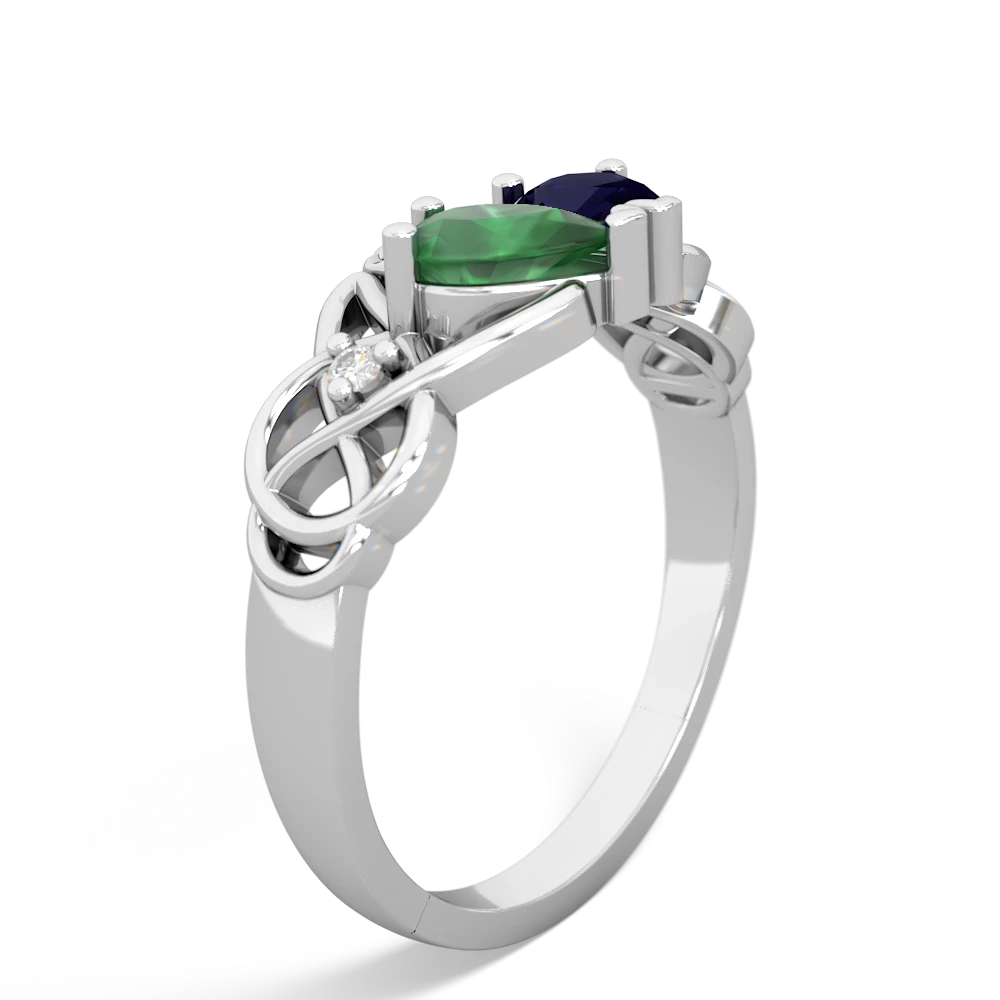 Emerald 'One Heart' Celtic Knot Claddagh 14K White Gold ring R5322