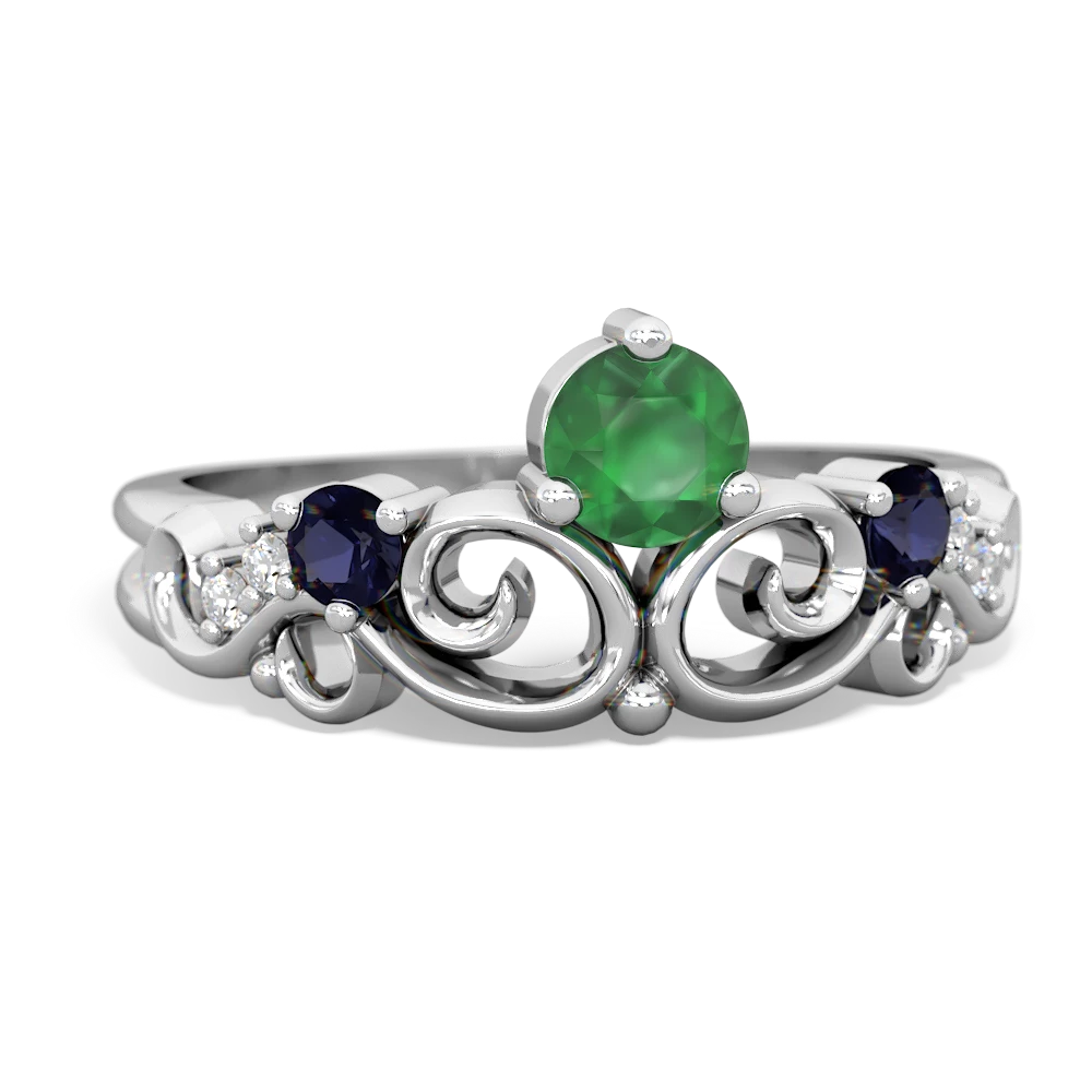 Emerald Crown Keepsake 14K White Gold ring R5740