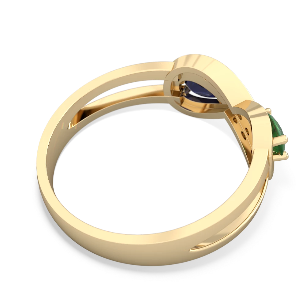 Emerald Diamond Infinity 14K Yellow Gold ring R5390