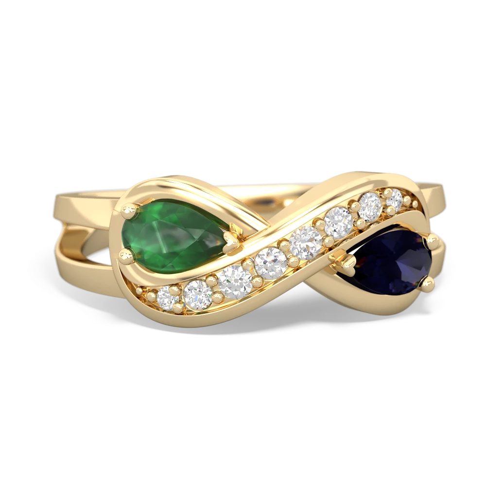 Emerald Diamond Infinity 14K Yellow Gold ring R5390