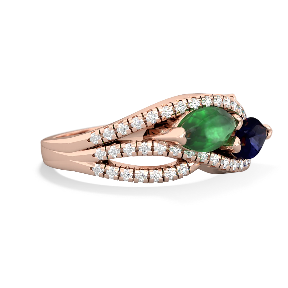 Emerald Diamond Rivers 14K Rose Gold ring R3070