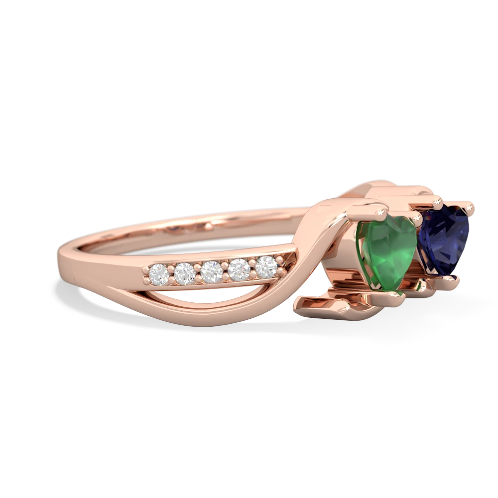 Emerald Side By Side 14K Rose Gold ring R3090