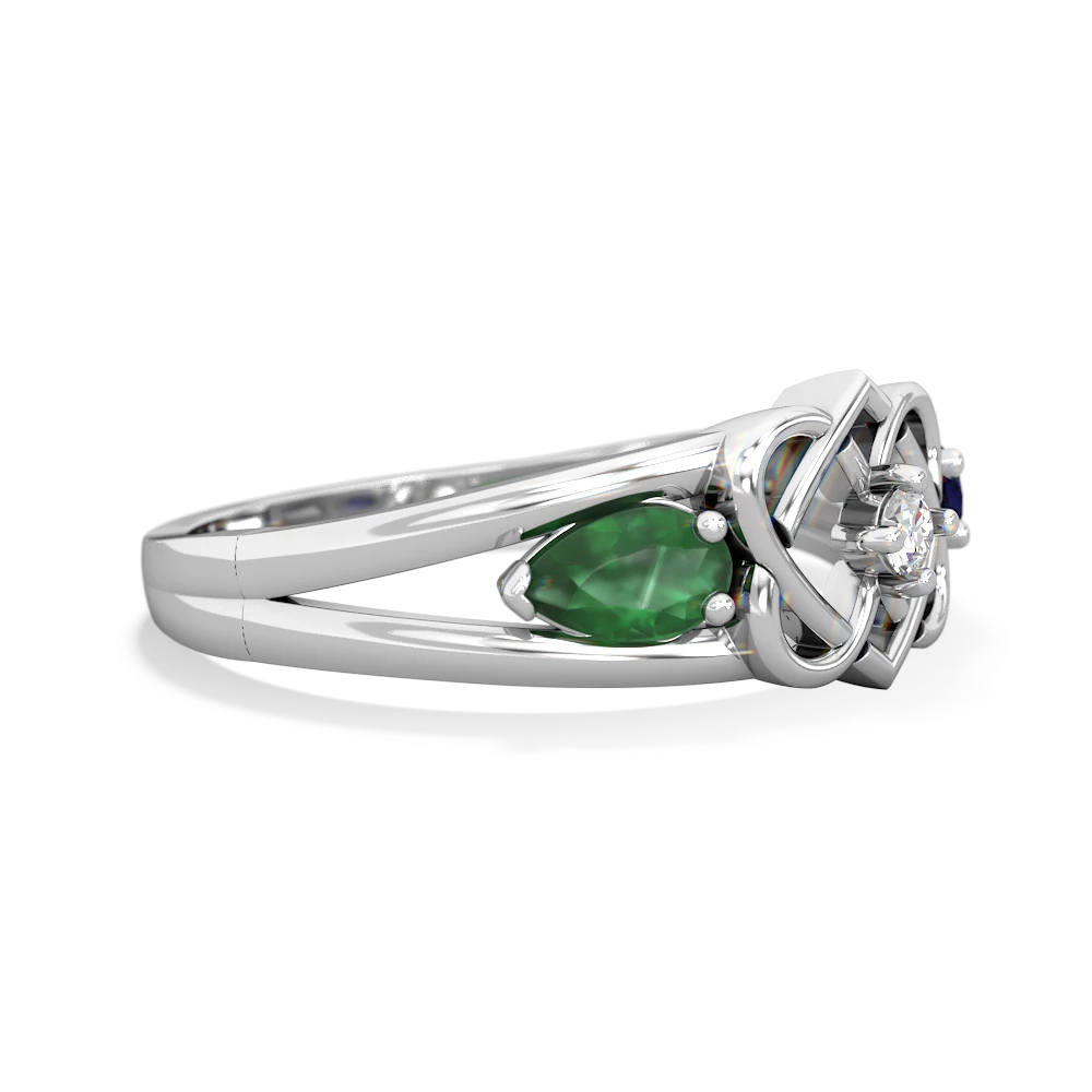 Emerald Hearts Intertwined 14K White Gold ring R5880