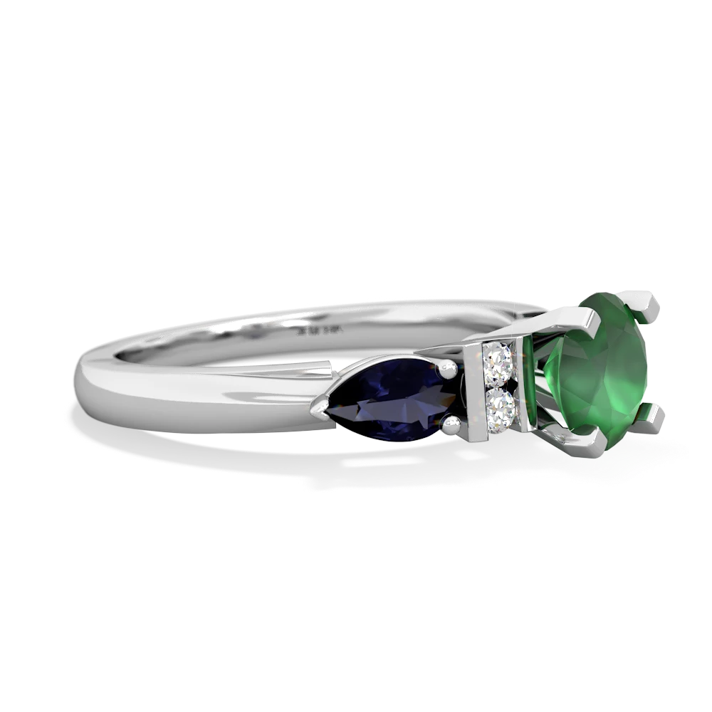 Emerald 6Mm Round Eternal Embrace Engagement 14K White Gold ring R2005