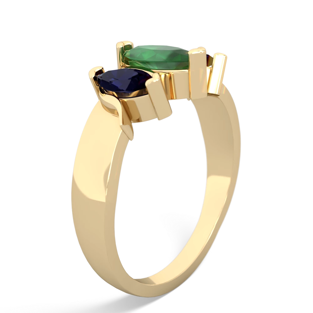 Emerald Three Peeks 14K Yellow Gold ring R2433