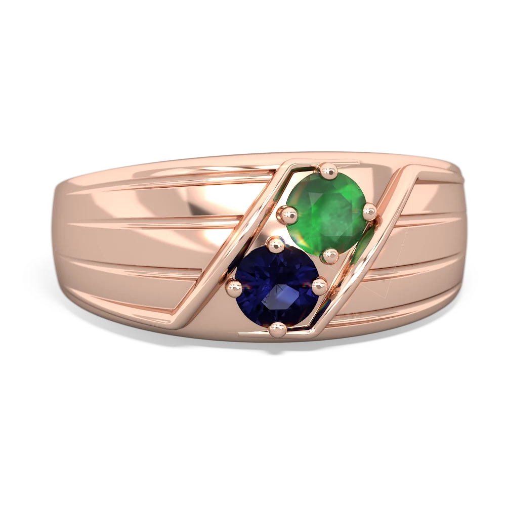 Emerald Men's Streamline 14K Rose Gold ring R0460