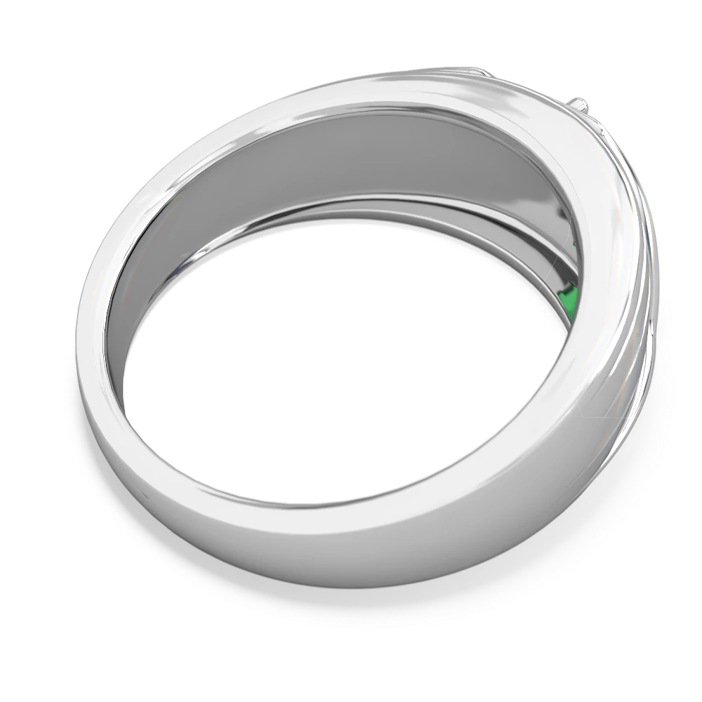 Emerald Men's Streamline 14K White Gold ring R0460