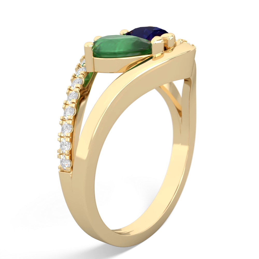 Emerald Nestled Heart Keepsake 14K Yellow Gold ring R5650