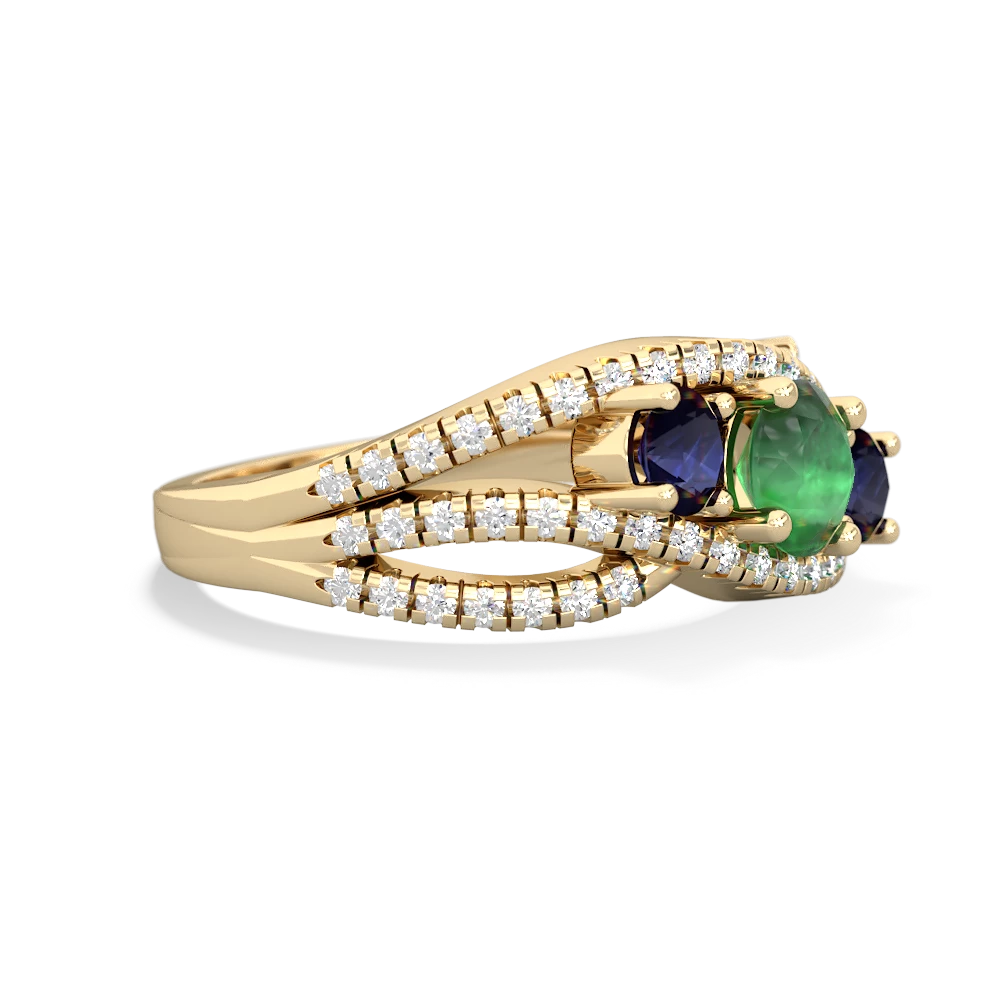 Emerald Three Stone Aurora 14K Yellow Gold ring R3080