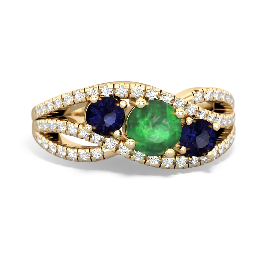 Emerald Three Stone Aurora 14K Yellow Gold ring R3080