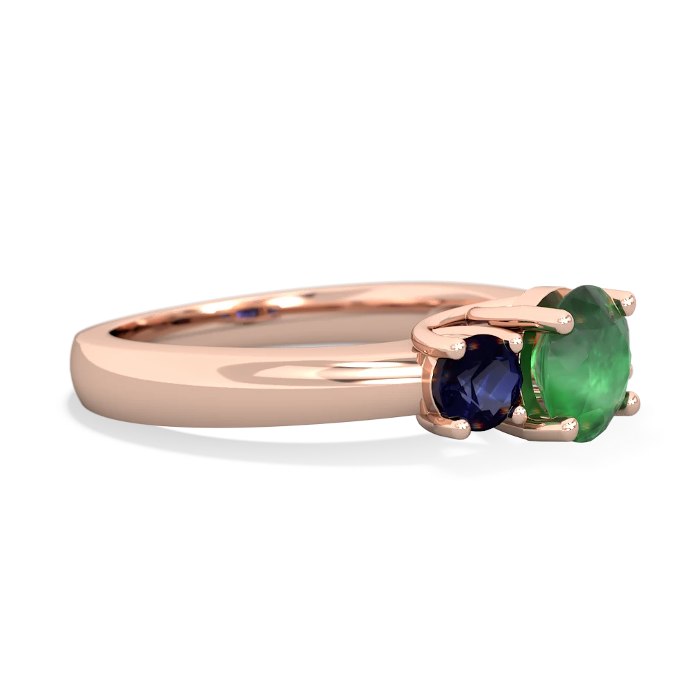 Emerald Three Stone Round Trellis 14K Rose Gold ring R4018