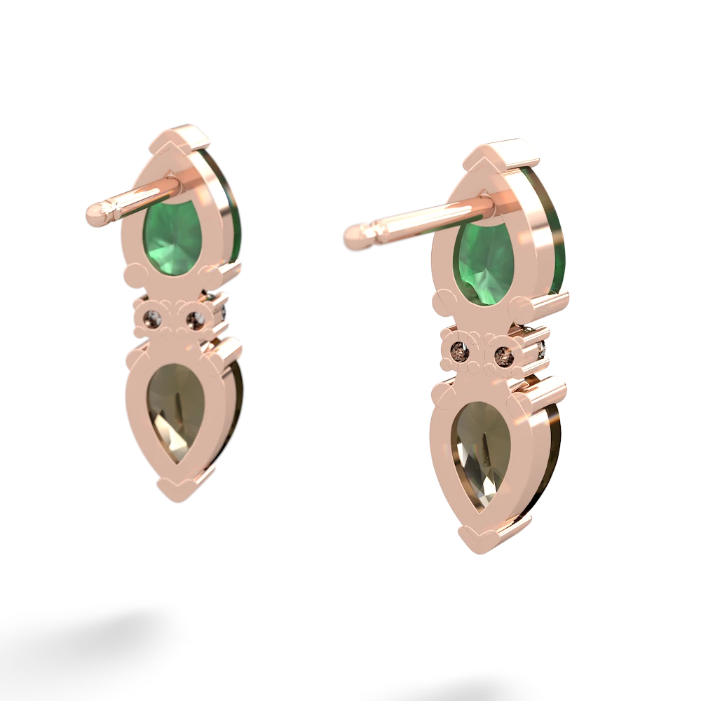 Emerald Bowtie Drop 14K Rose Gold earrings E0865