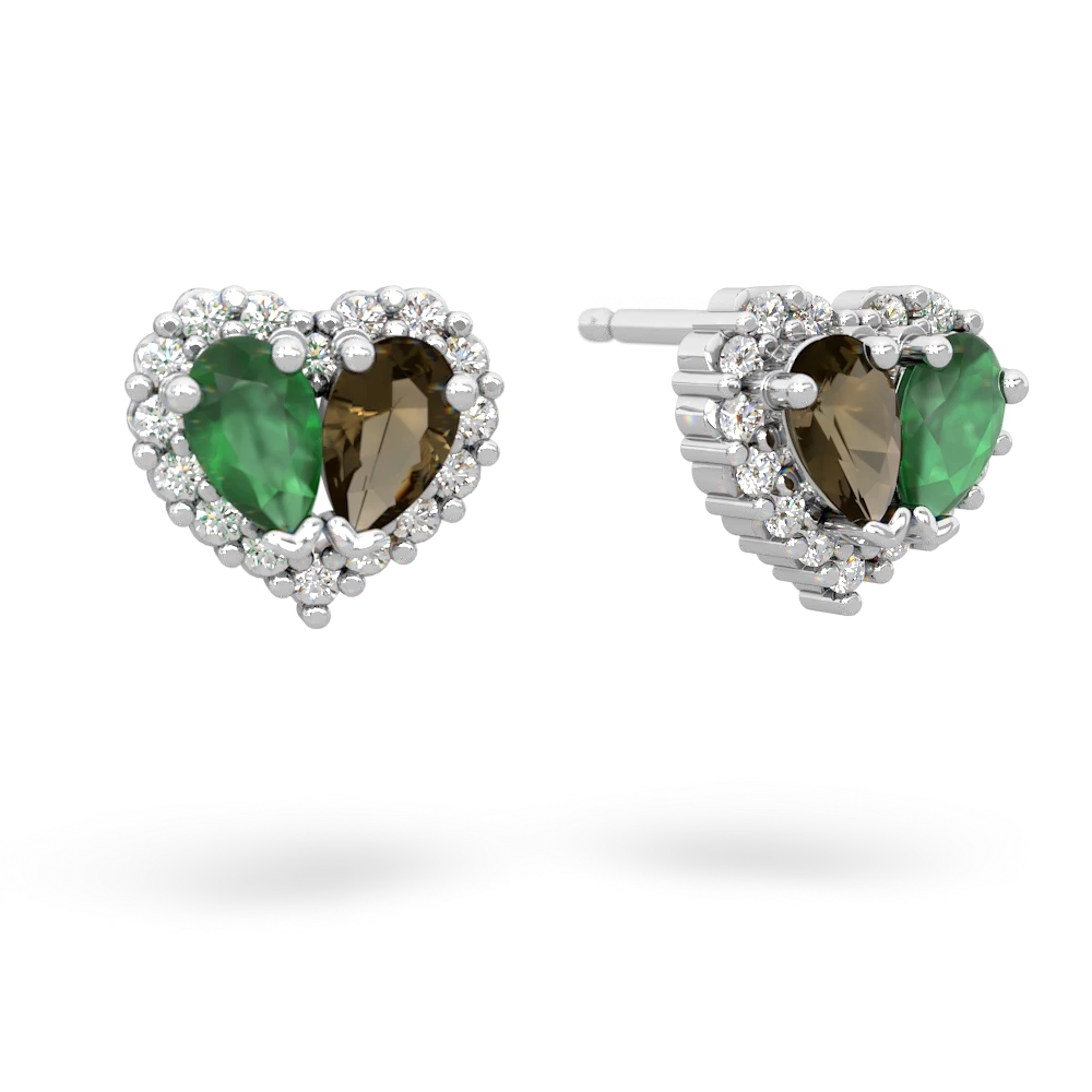 Emerald Halo 14K White Gold earrings E7008