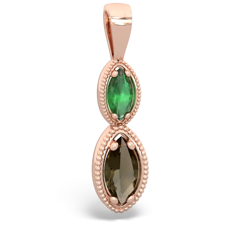 Emerald Antique-Style Halo 14K Rose Gold pendant P5700