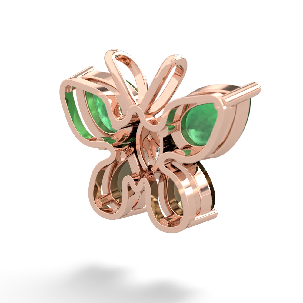 Emerald Butterfly 14K Rose Gold pendant P2215