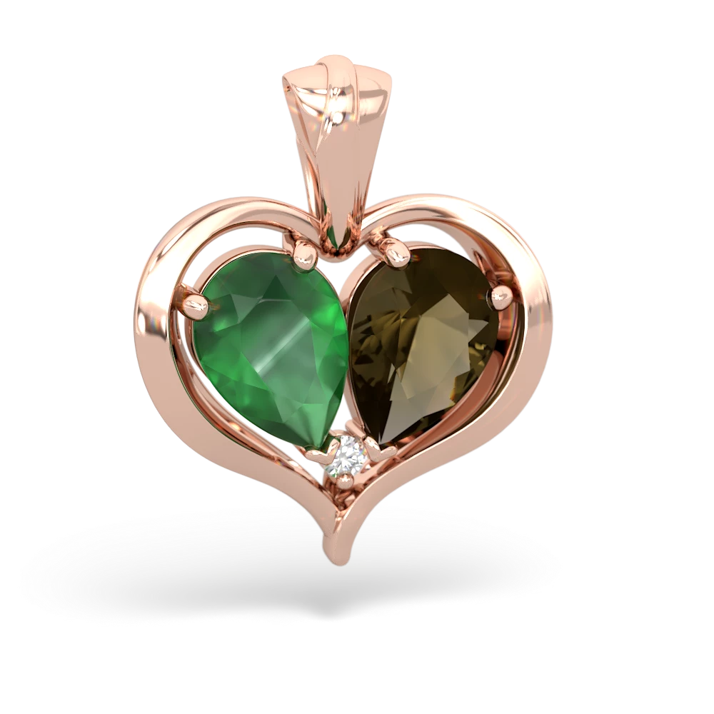 Emerald Two Become One 14K Rose Gold pendant P5330