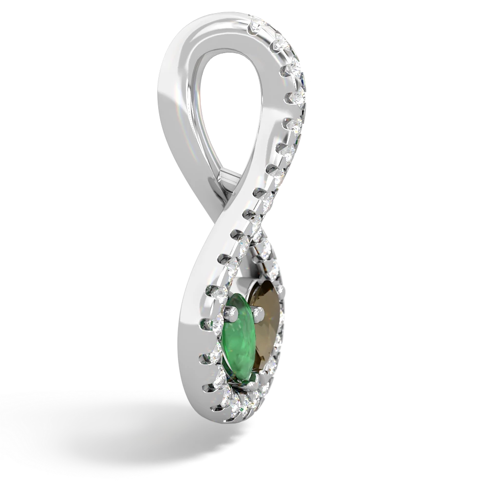 Emerald Pave Twist 'One Heart' 14K White Gold pendant P5360