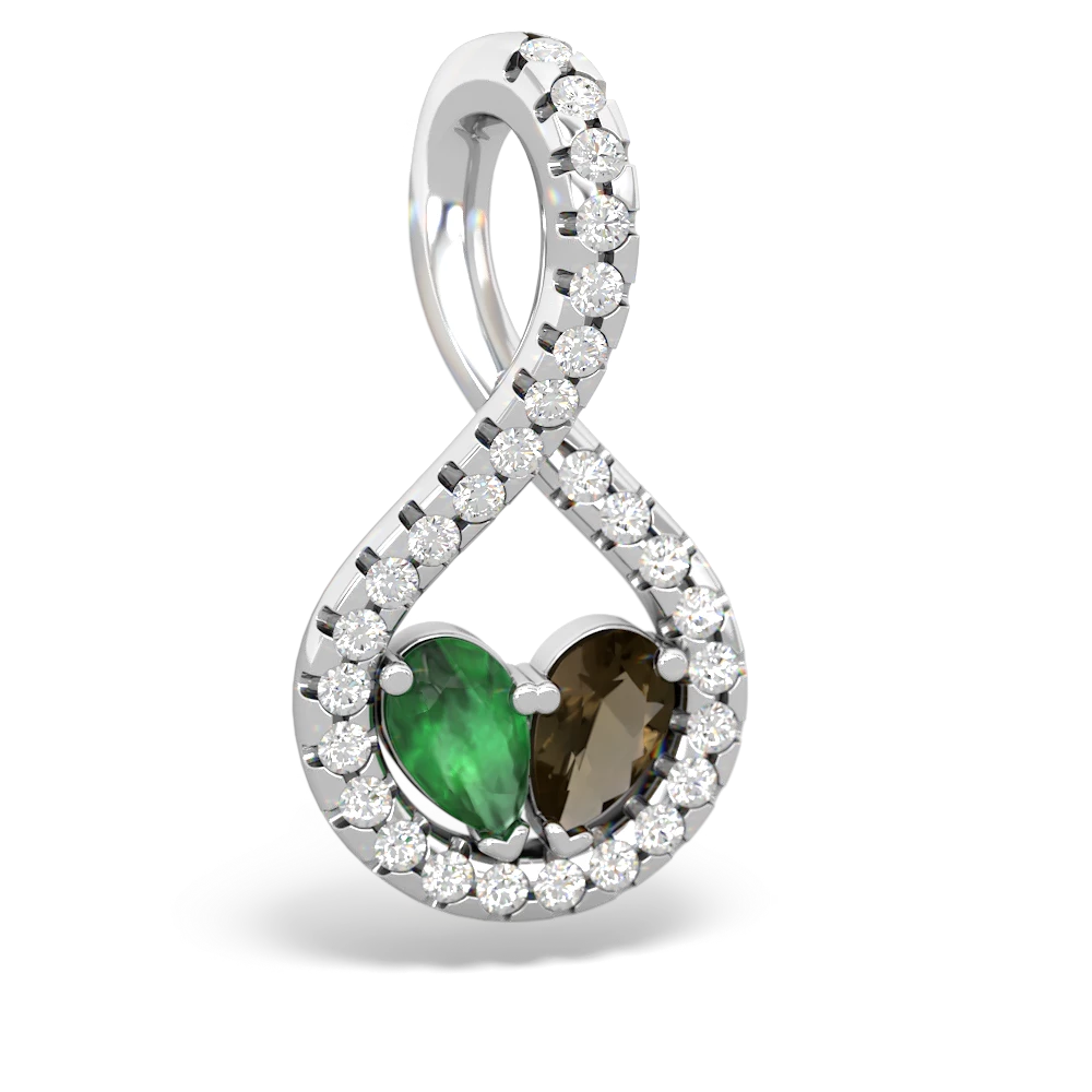 Emerald Pave Twist 'One Heart' 14K White Gold pendant P5360