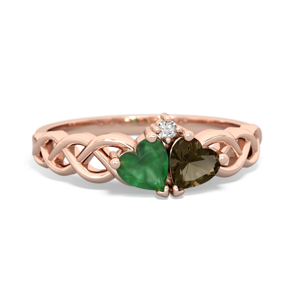 Emerald Heart To Heart Braid 14K Rose Gold ring R5870