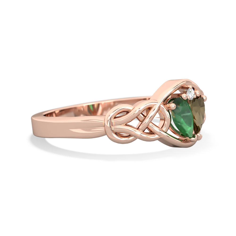 Emerald Celtic Love Knot 14K Rose Gold ring R5420