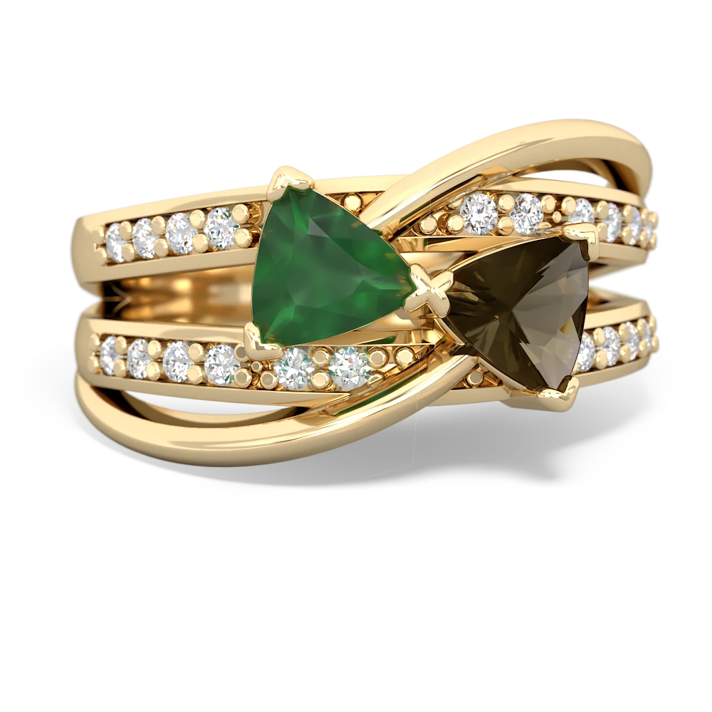 Emerald Bowtie 14K Yellow Gold ring R2360