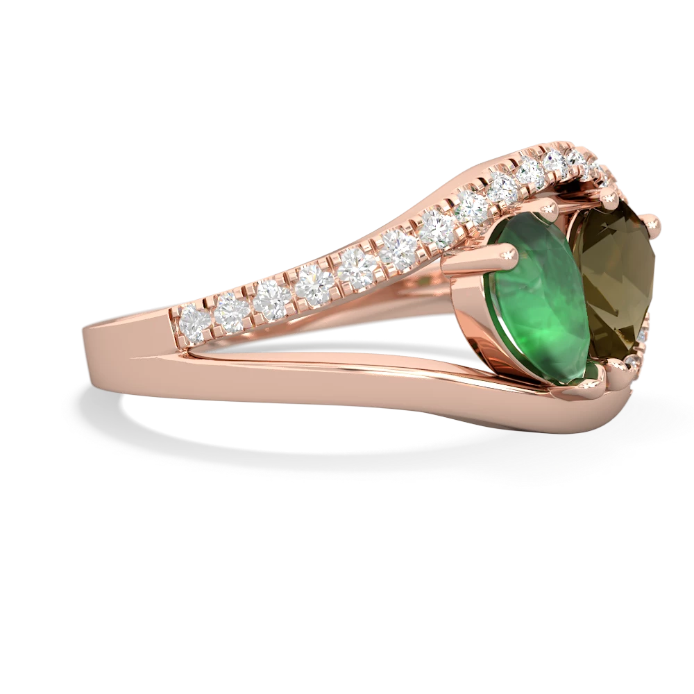 Emerald Nestled Heart Keepsake 14K Rose Gold ring R5650