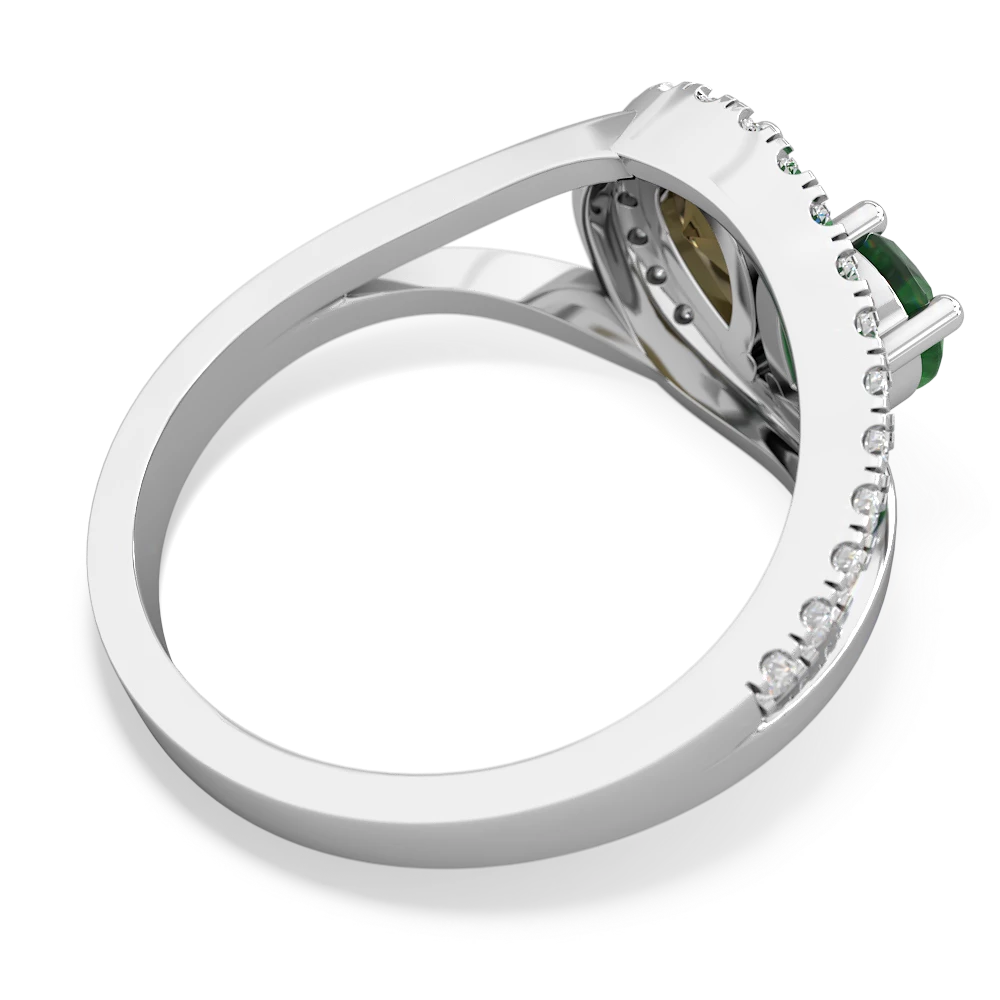 Emerald Nestled Heart Keepsake 14K White Gold ring R5650