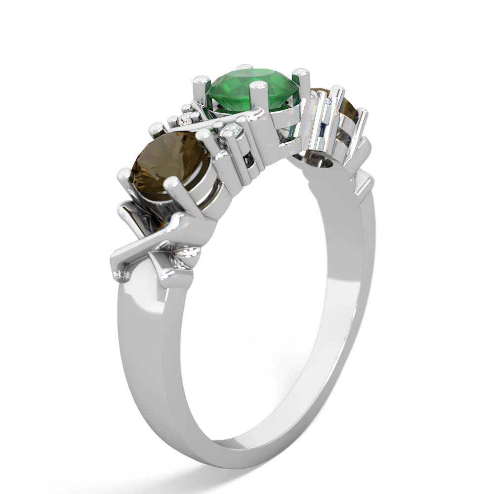 Emerald Hugs And Kisses 14K White Gold ring R5016