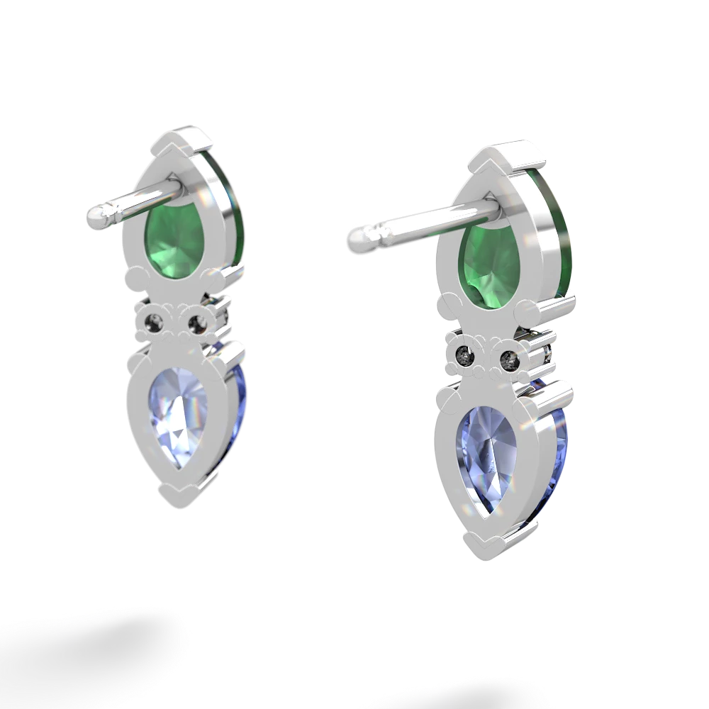Emerald Bowtie Drop 14K White Gold earrings E0865