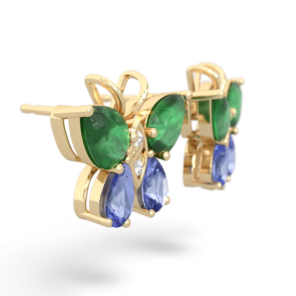 Emerald Butterfly 14K Yellow Gold earrings E2215